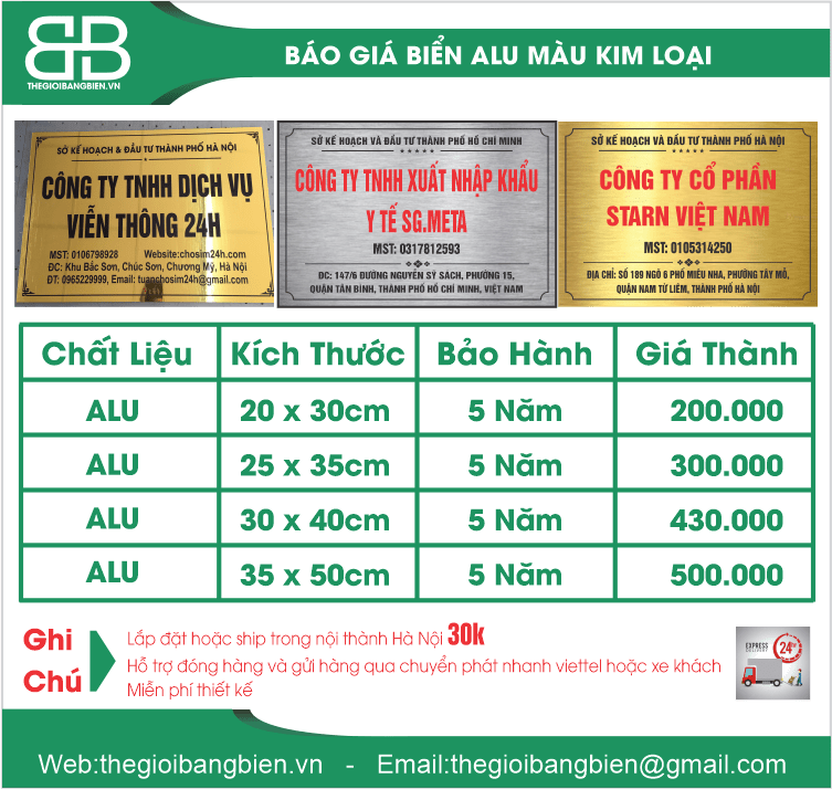 báo giá biển alu công ty