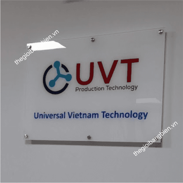 biển tên công ty mica bắt trụ kính sang trọng