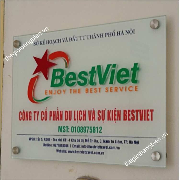 biển tên công ty mica bắt vít cách tường đẳng cấp