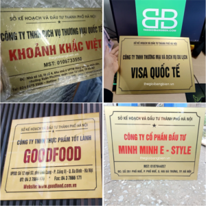 biển tên công ty mica nhũ đồng rẻ bền đẹp
