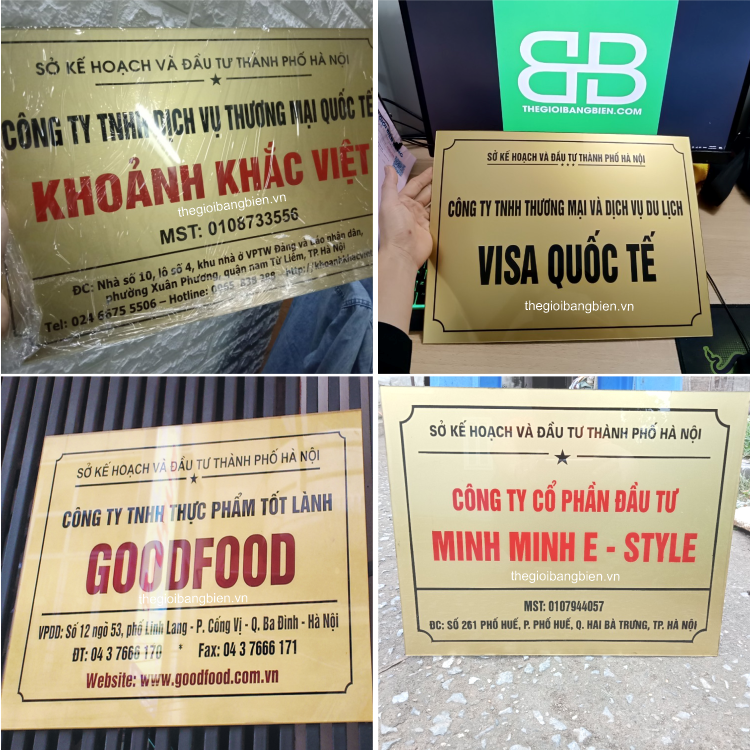 biển tên công ty mica nhũ đồng rẻ bền đẹp